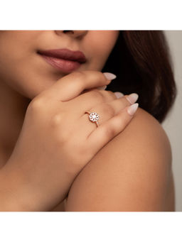 RACHIVA - 925 Silver Rose Gold Cz Flower Ring Women
