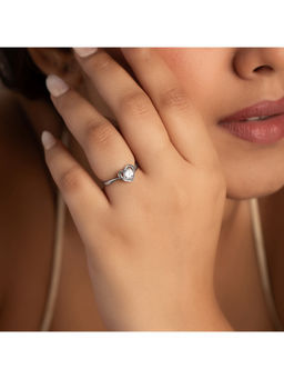 RACHIVA - 925 Silver Cz Heart Solitaire Ring Women