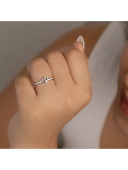 RACHIVA - 925 Silver Cz Double Heart Ring Women