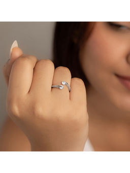 RACHIVA - 925 Silver Cz Open Bypass Ring Women