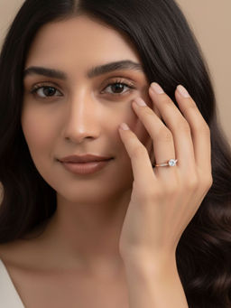 RACHIVA - 925 Sterling Silver Rose Gold Cz Solitaire Ring for Women