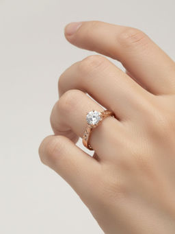 RACHIVA - 925 Sterling Silver Classic Rose Gold Solitaire Ring for Women