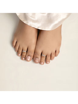 RACHIVA - 925 Silver Cz Infinity Toe Ring Pair Women