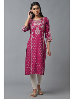 WISHFUL by W - Pink Floral Kurta