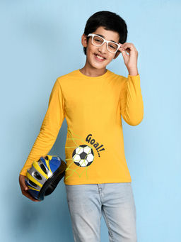 Nusyl - Boys Football Graphic Yellow Printed T-shirt