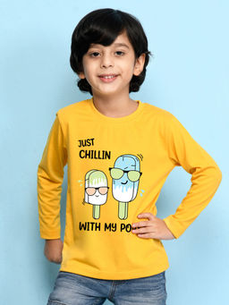 Nusyl - Boys Pops Graphic Yellow Printed T-shirt