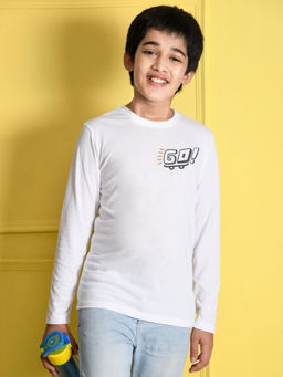 Nusyl - Boys Go Printed White Printed T-shirt