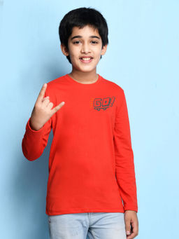 Nusyl - Boys Go Printed Red T-shirt