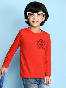 Nusyl - Boys Have A Good Time Printed Red T-shirt