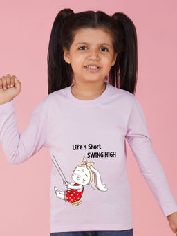 Nusyl - Girls Lavender Graphic Printed Full Sleeves T-shirt