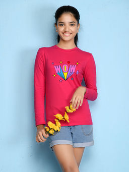 Nusyl - Girls Hot Pink Printed T-shirt