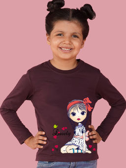 Nusyl - Girls Wine Graphic Printed Full Sleeves T-shirt