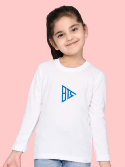 Nusyl - Girls White Text Printed Full Sleeves T-shirt
