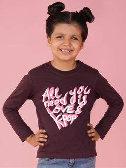 Nusyl - Girls Wine Text Printed T-shirt