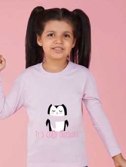 Nusyl - Girls Lavender Graphic Printed T-shirt