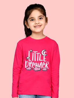 Nusyl - Girls Hot Pink Little Dreamer Printed Full Sleeves T-shirt