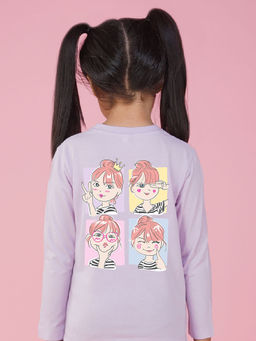 Nusyl - Girls Lavender Selfie Graphic Printed T-shirt