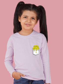 Nusyl - Girls Lavender Smile Graphic Printed T-shirt