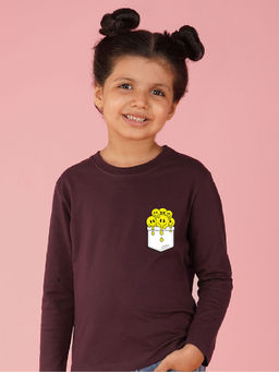 Nusyl - Girls Wine Smile Graphic Printed T-shirt