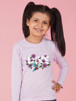 Nusyl - Girls Lavender Flower Printed T-shirt