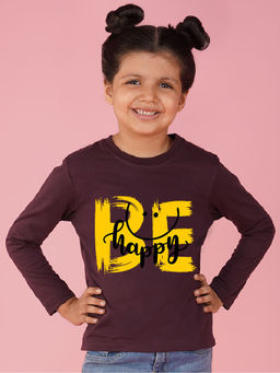 Nusyl - Girls Wine Be Happy Text Printed T-shirt