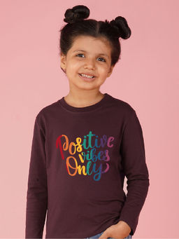 Nusyl - Girls Wine Text Printed T-shirt