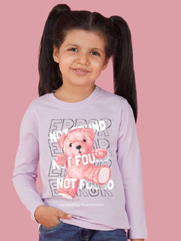 Nusyl - Girls Lavender Graphic Printed T-shirt