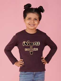 Nusyl - Girls Wine Text Printed Full Sleeves T-shirt