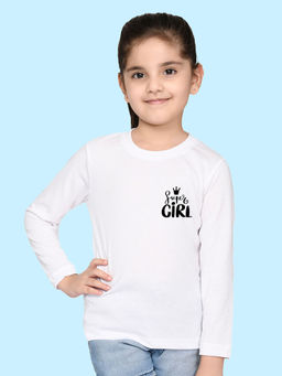 Nusyl - White Super Girl Text Printed Full Sleeves T-shirt