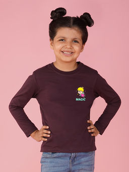 Nusyl - Girls Wine Graphic Printed Full Sleeves T-shirt