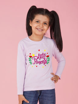 Nusyl - Girls Lavender Little Princess Printed Full Sleeves T-shirt