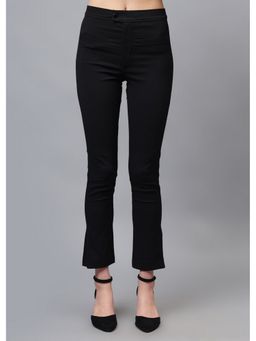 GAIIA - Solid Colour Front Pocket Black Pant