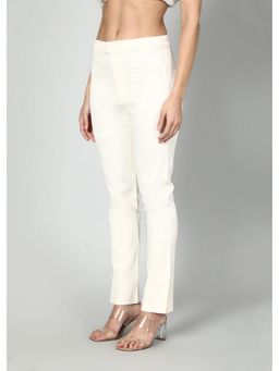GAIIA - Solid Colour Front Pocket Off White Pant