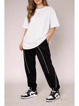 LEOTUDE - Women Loose Mid Rise Black Pant