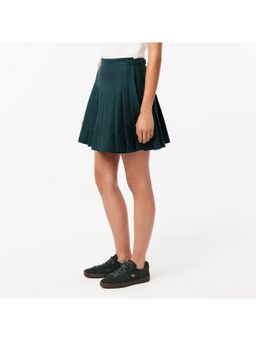 Lacoste - Contrast Topstitched Pleated Green Skirt