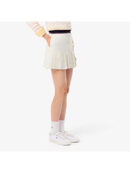 Lacoste - Short Pleated Wool Blend White Skirt