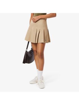 Lacoste - Short Stretch Cotton Pleated Beige Skirt