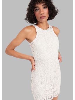 GAIIA - Crochet Pencil Off White Mini Dress