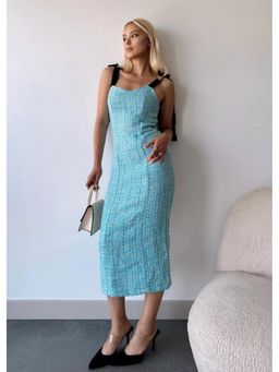 GAIIA - Tweed Blue Midi Dress