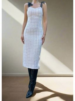 GAIIA - Tweed White Midi Dress
