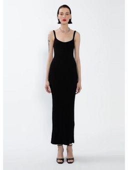 GAIIA - Shoulder Straps Black Maxi Dress