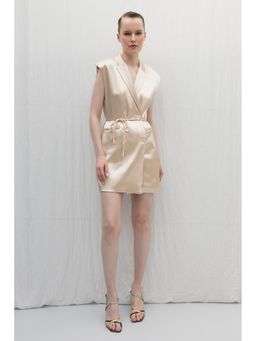 GAIIA - Satin Jacket Beige Mini Dress