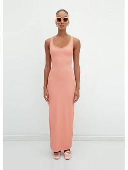 GAIIA - Salmon Sleeveless Pencil Peach Maxi Dress