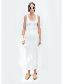 GAIIA - Salmon Sleeveless Pencil White Maxi Dress