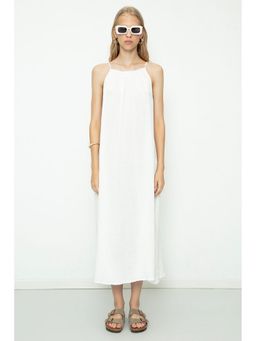 GAIIA - Cotton Beaded White Maxi Dress