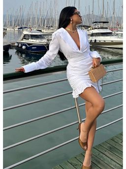 GAIIA - Tahlia Shirt Collar White Mini Dress