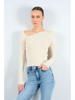 GAIIA - Asymmetrical Collar Cream Tops