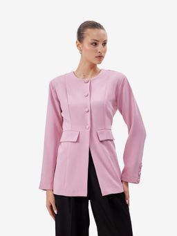 Strong And Brave - Blush Pink Tailored Single-Breasted Blazer