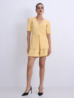 Jaey - Women Dynamic Duo Yellow Top with Short Co-Ord Set