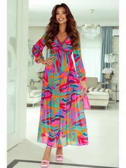 Errabelly - Wild Lotus Ruffle Tiered Multicolor Maxi Dress